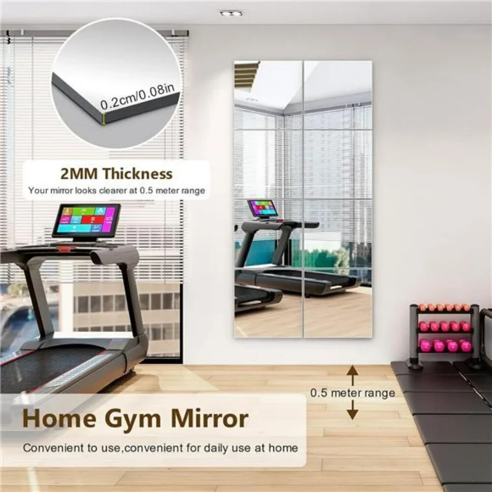 Acrylic Mirror Tiles Full Length Shatterproof Wall Mirrors for Bedroom Gym Door